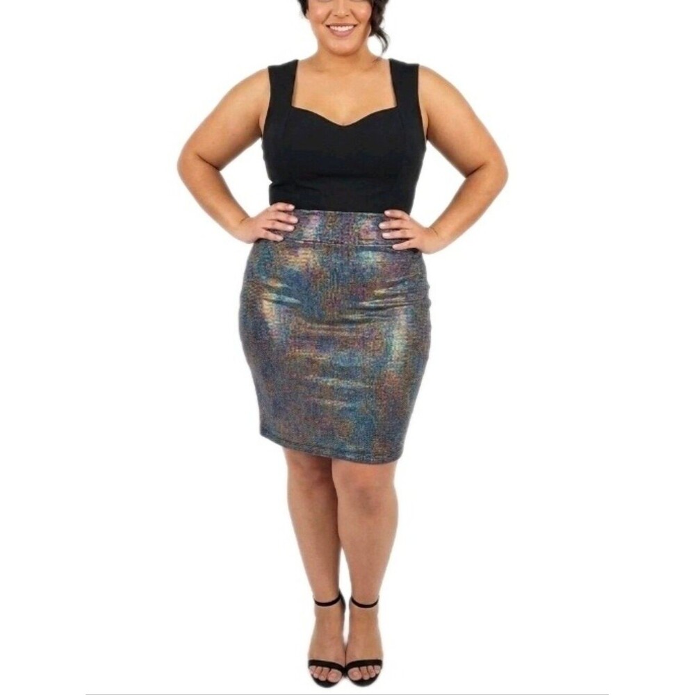 LuLaRoe Cassie Iridescent Metallic Stretchy Pencil Skirt Women's Size 2XL